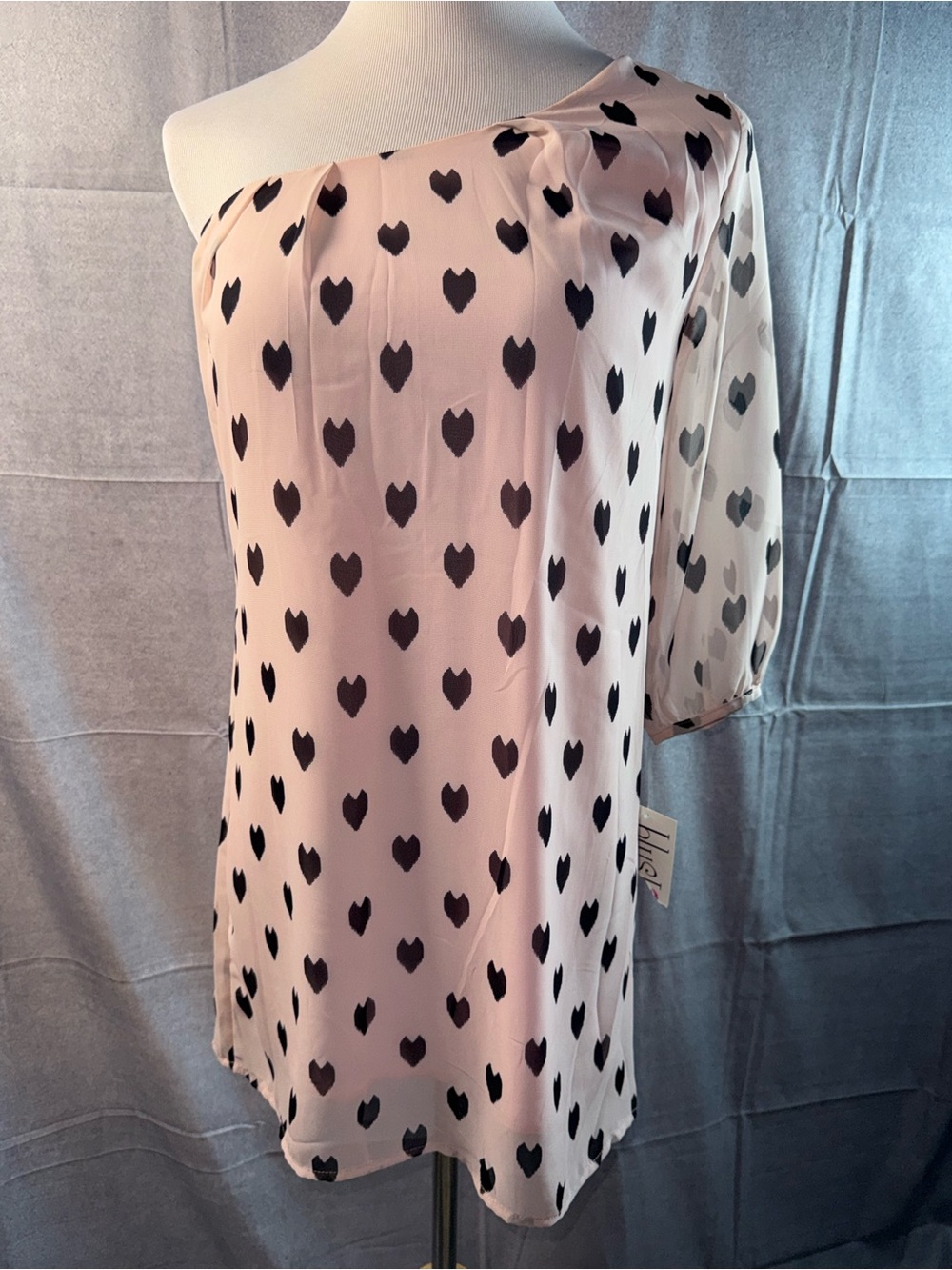 1798-Cocolove One-Shoulder Pink Heart-Print Dress